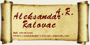 Aleksandar Ralovac vizit kartica